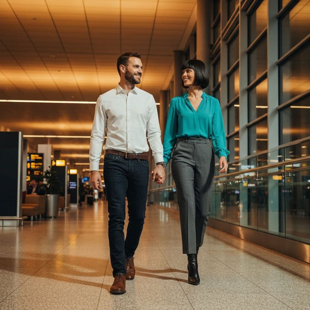 Professional couple in international airport